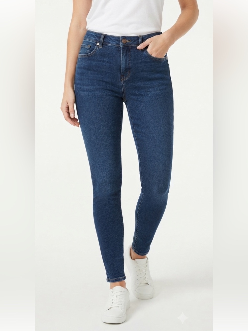 Maurices Dark Blue Women's Stretch Skinny Jeans High Rise Medium Regular
